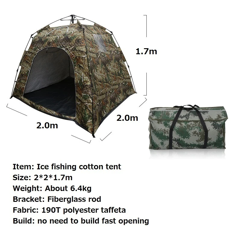 Cheap Goat Tents Winter Ice Fishing Tent Thickened Keep Warm Cotton Tent Outdoor Fully Automatic Quick Open Camping Tent 1.7 M Height Big Space Tents 